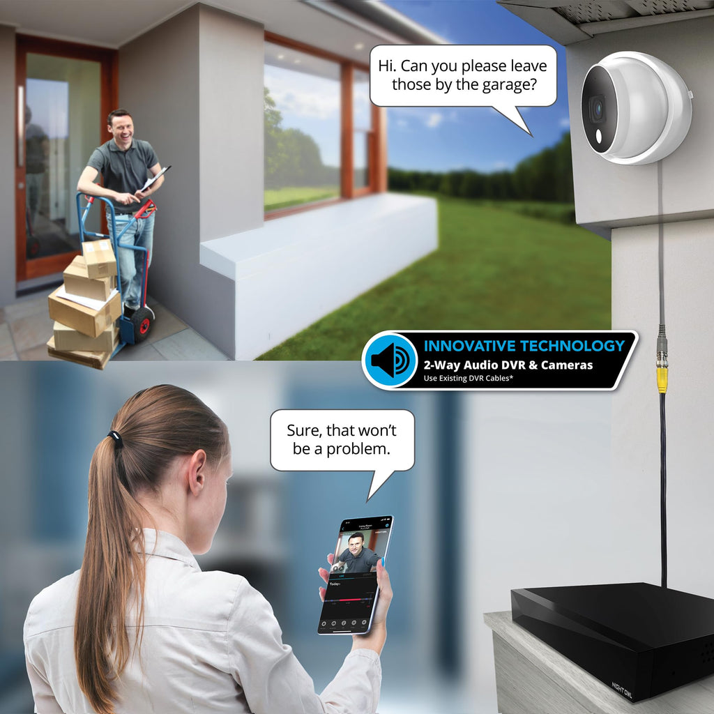 Night Owl 12-Ch Wired DVR System, 4 2K Cams, 2TB HDD, 2-Way Audio
