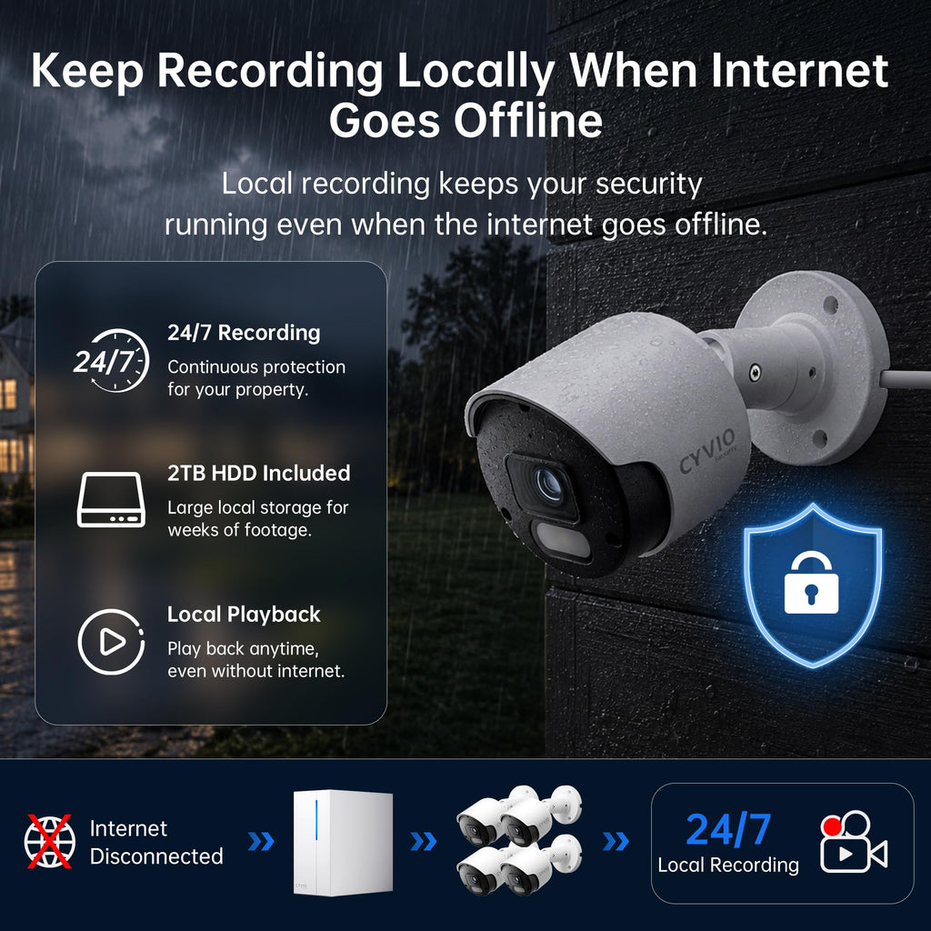4K PoE Security Camera System, Metal Housing, 2TB HDD NVR, 4-Cam Kit