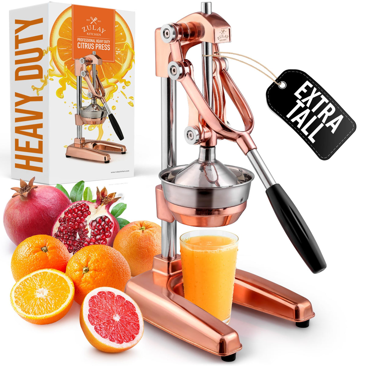 Zulay Kitchen Cast Iron Juicer, Orange Manual Juicer Press, 9-in-1, Blue