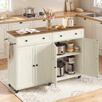 VASAGLE Mobile Kitchen Wooden Island Cart with Storage for Dining Room