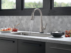 Delta Lenta Brushed Nickel Touch Kitchen Faucet with Pull Down Sprayer, Modern Single Hole Touch On Kitchen Sink Faucet, Single Handle, SpotShield Stainless 19802TZ-SP-DST