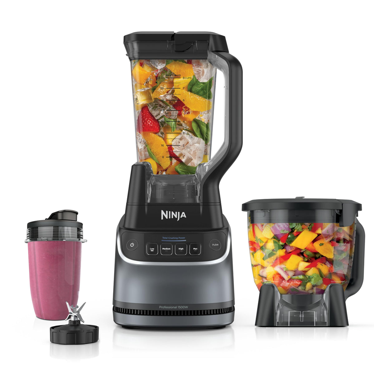 Ninja Kitchen System Pro+, 72oz Pitcher, 8-Cup, 1200W, Grey, BR601AMZ