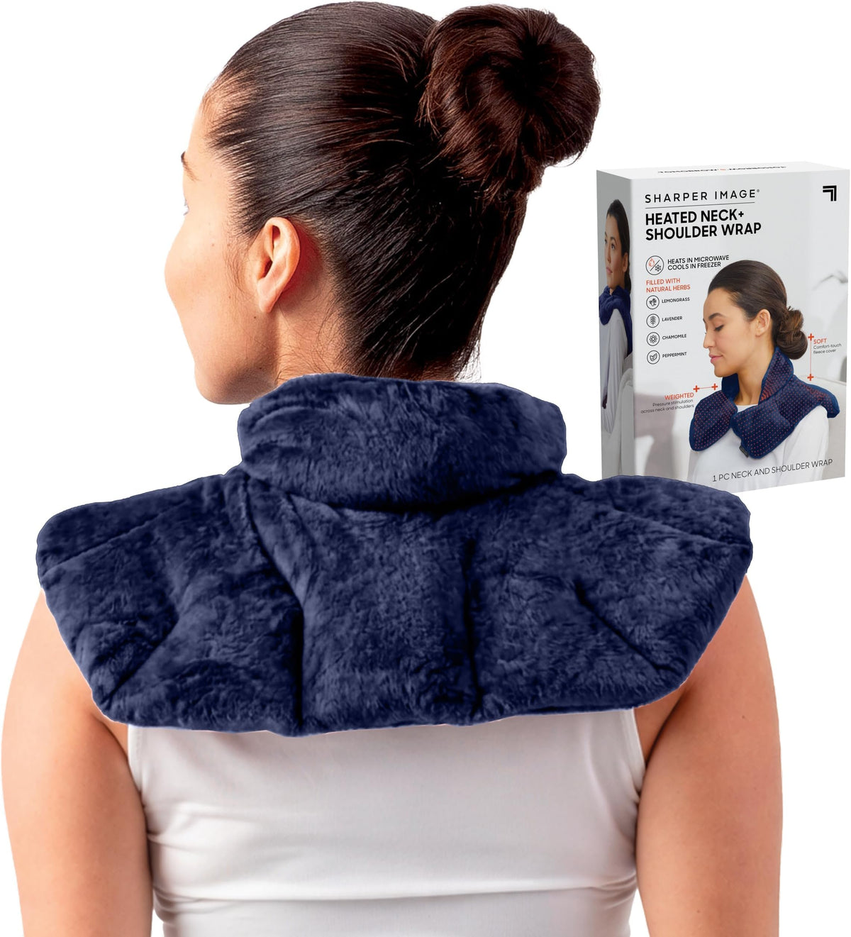 Sharper Image Heated Neck&Shoulder Wrap-Microwavable Warm&Cooling Plush Pad,Scented Aromatherapy (100% Natural Lavender-&Herb Spa Blend),Pain Tension Headache Relief Therapy,Gift for Women,(Pack of 8)