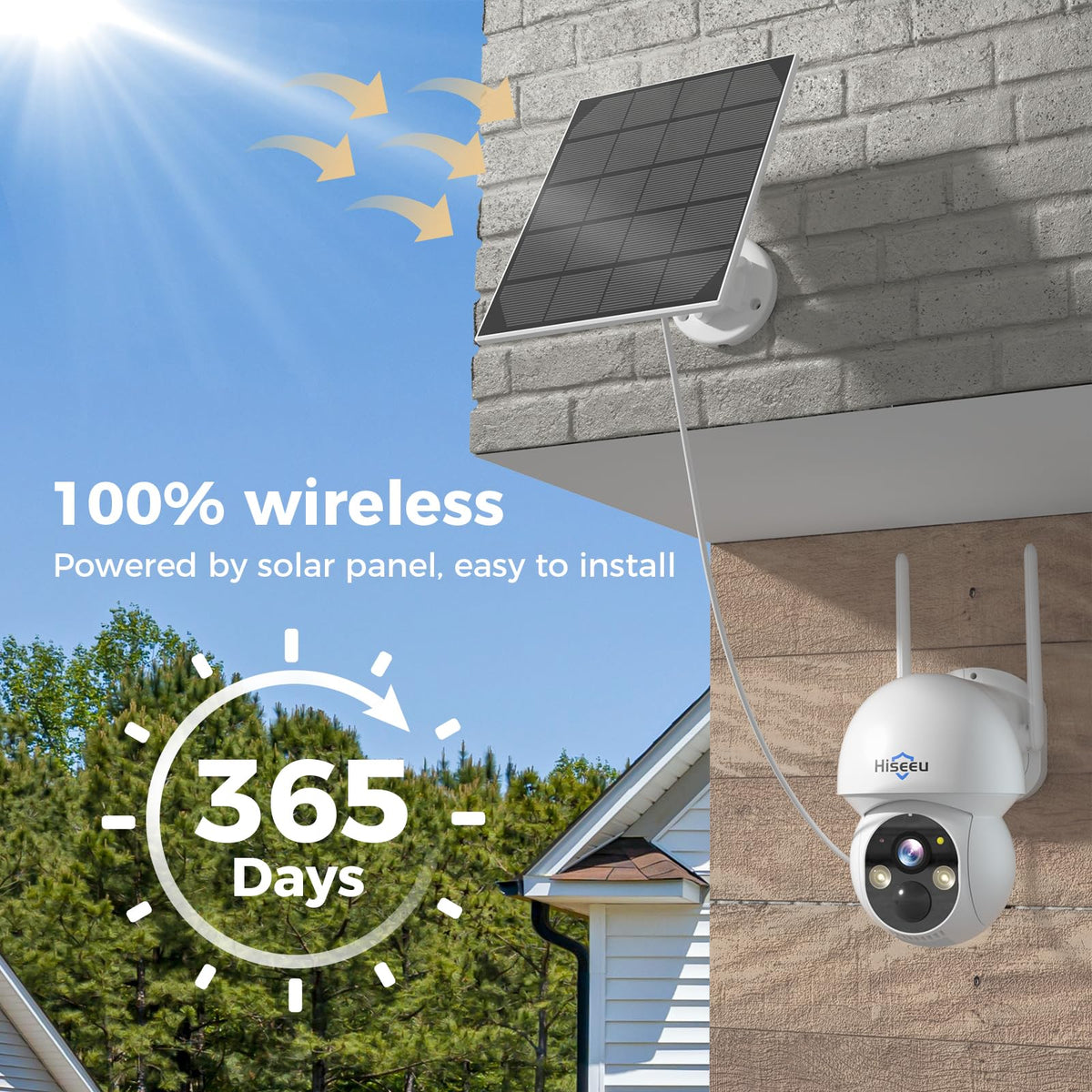 Hiseeu Solar Security Camera Outdoor,4MP 4 Cam-Kit, Wireless Security Cameras System Home Surveillance,Solar-Powered,Color Night Vision,360° View Pan & Tilt,2.4GHz WiFi,1TB Storage No Subscription