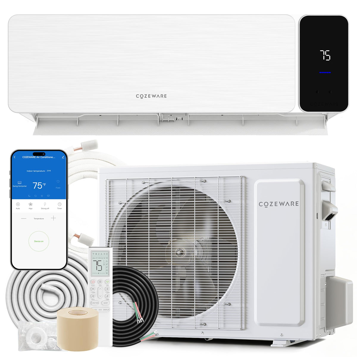 12000 BTU Mini Split AC/Heating System 115V 20 SEER2 Ductless