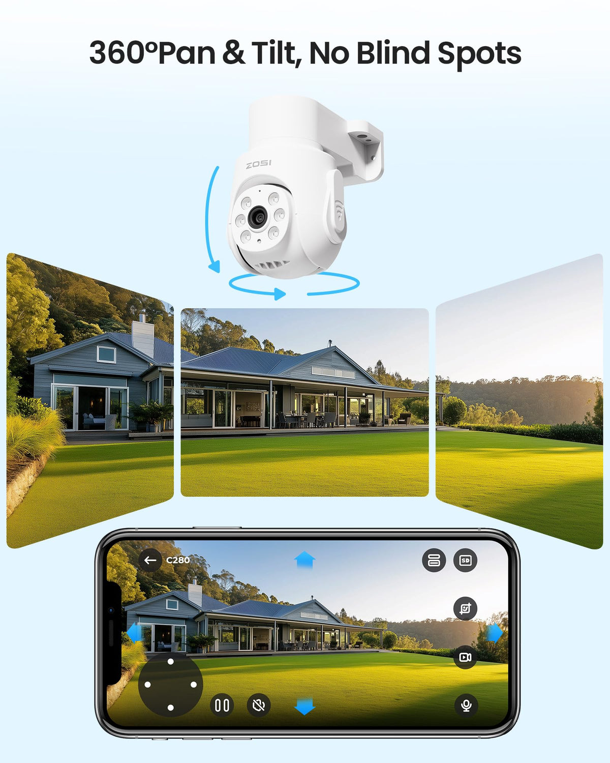 ZOSI 5MP Wired Security Camera System, 8pcs 3K Pan/Tilt Cameras, 1TB HDD