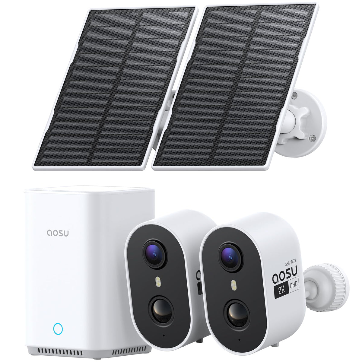 aosu 2K Solar Security Cameras Wireless Outdoor System, 4-Cam-Kit