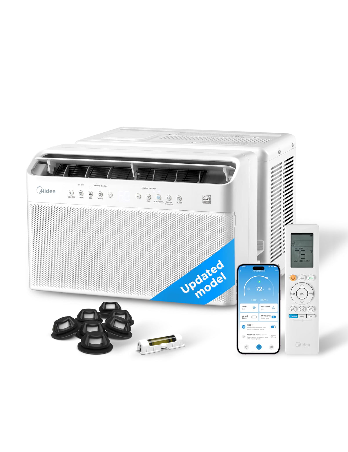 Midea 8,000 BTU U-Shaped Smart Inverter Window AC, Cools 350 Sq Ft, Ultra Quiet, Alexa/Google Compatible, 37% Energy Savings