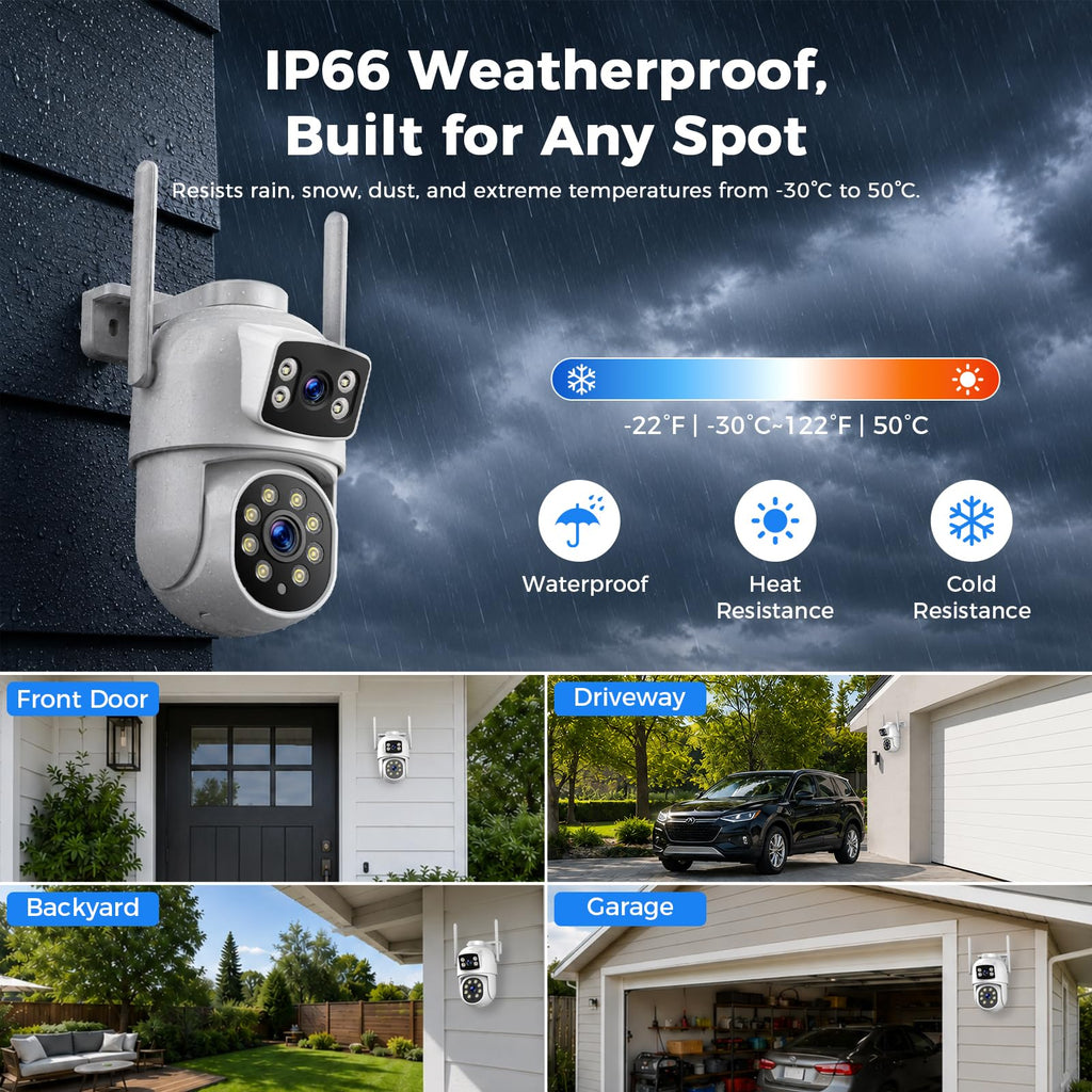 Camcamp Home Security Camera System Wireless Outdoor, 4 Plug-in Cameras