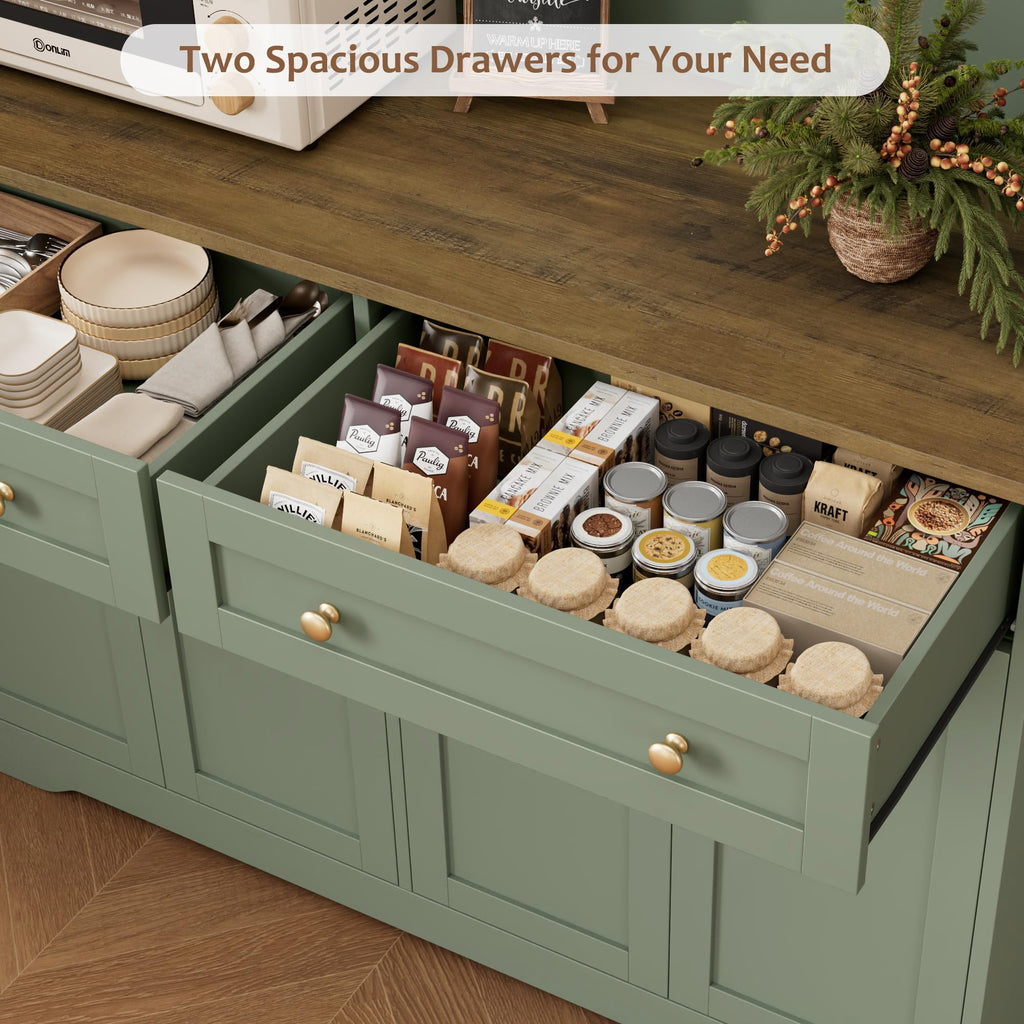 HOSTACK 75"H Kitchen Pantry Storage Cabinet, Kitchen Hutch Cabinet, Green