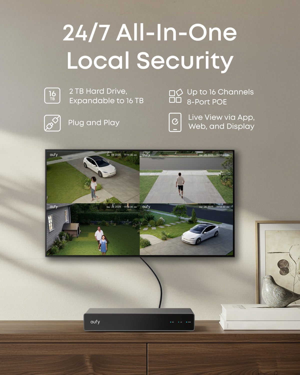 eufy Security 4K NVR System S4 Max, 4-Cam, 2TB HDD, PoE Wired