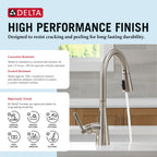 Delta Faucet Boyd Kitchen Faucet with Soap Dispenser, Kitchen Faucets with Pull Down Sprayer Brushed Nickel, Kitchen Sink Faucet with Magnetic Docking Spray Head, SpotShield Stainless 19893Z-SPSD-DST