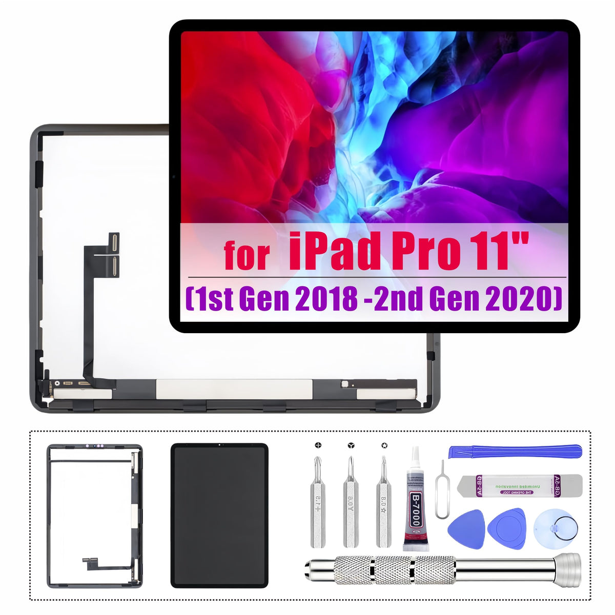 LCD Screen Replacement for iPad Air 4th Gen (2020)/5th Gen (2022) 10.9" | Fits A2072 A2316 A2324 A2325 A2588 A2589 A2591 | Touch Screen Digitizer Full Assembly with Tools