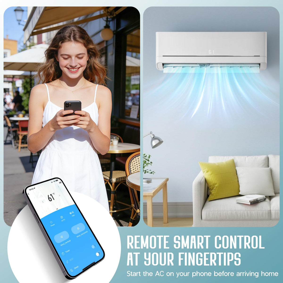SPECRAFT 18,000 BTU Mini Split Air Conditioner and Heater, Energy-Efficient Inverter, SEER2 18, 220V, Self-Cleaning, Remote & App Control, Quick & Easy Installation, Cooling & Heating for 1250 Sq.Ft.