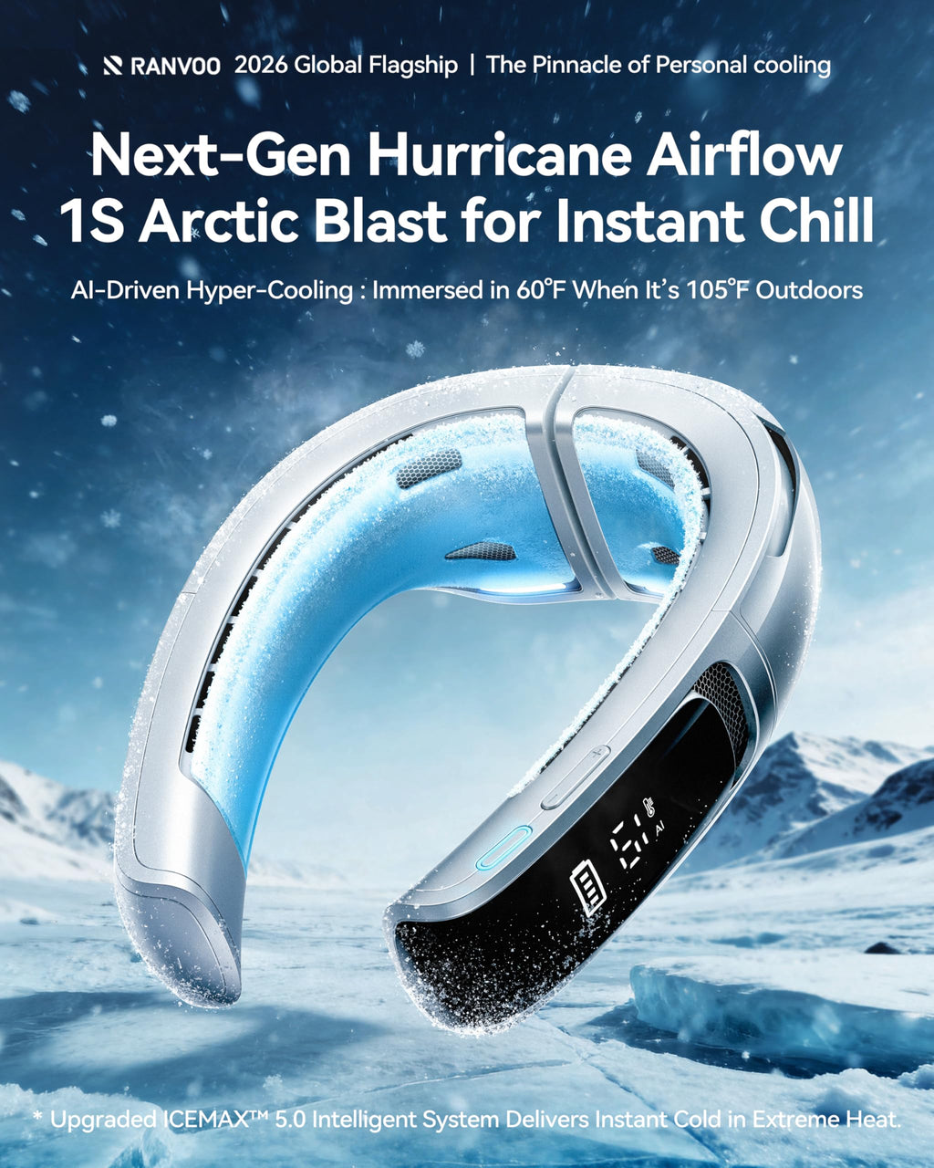 AICE LITE MAX 2026 AI Neck Air Conditioner, Real AC Neck Fan Cooling Silver