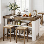 Tribesigns 55" Kitchen Island with Storage & Seating (Rustic Brown & White)