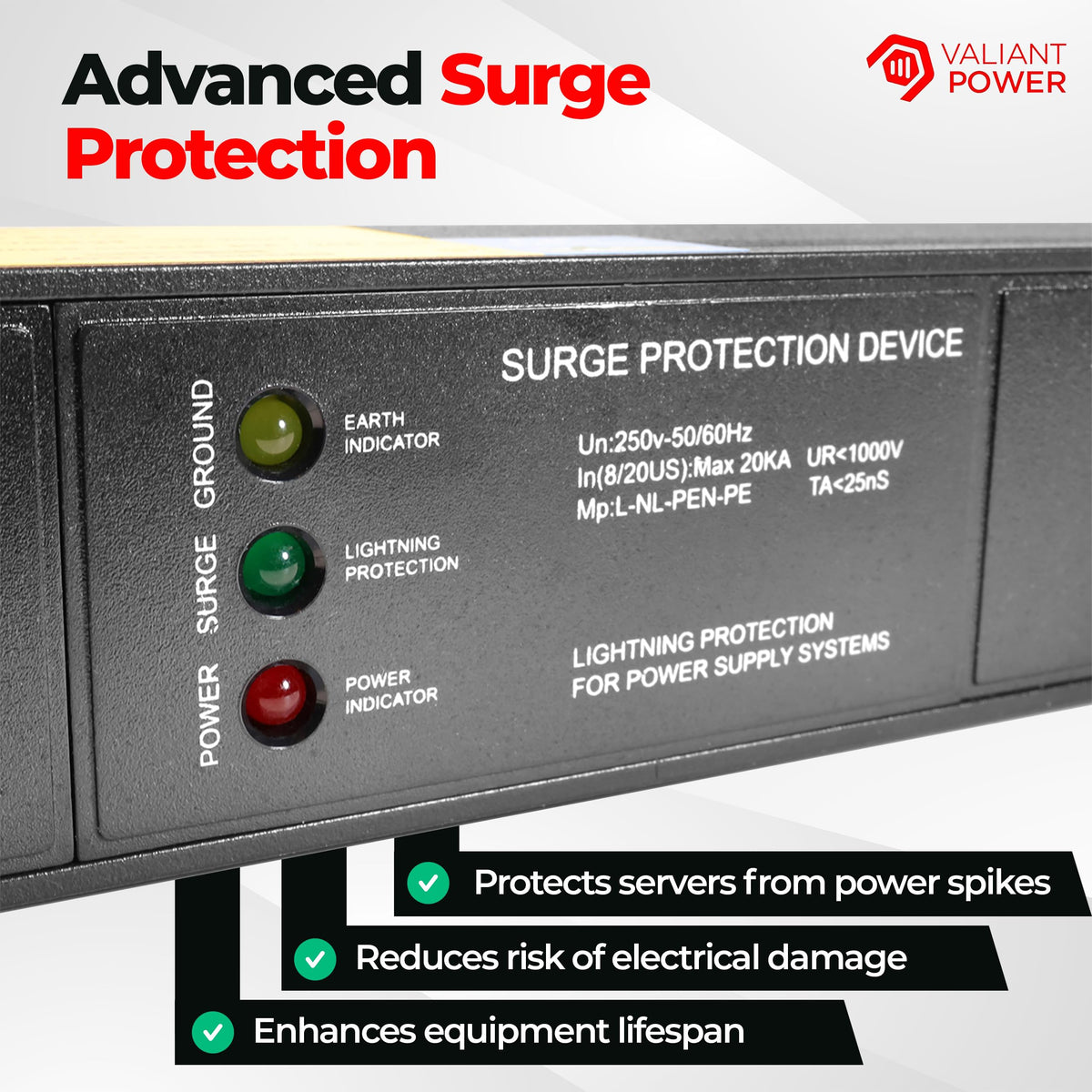 Rack Mount Power Strip - 240V 30A Single Phase PDU with Built-in Surge Protector, Volt & Amp Meter for Data Center - 19” Metal Housing, Ears & Fittings Included, 6’ Cable, 6 Outlets
