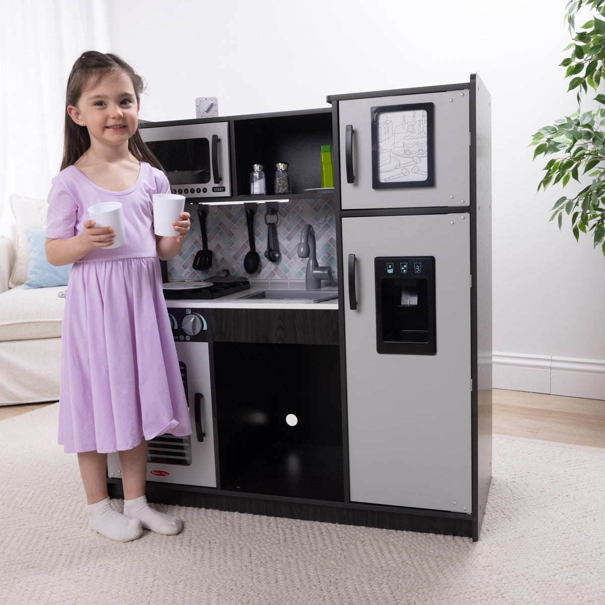 Melissa & Doug Wooden Chef's Pretend Play Toy Kitchen Charcoal
