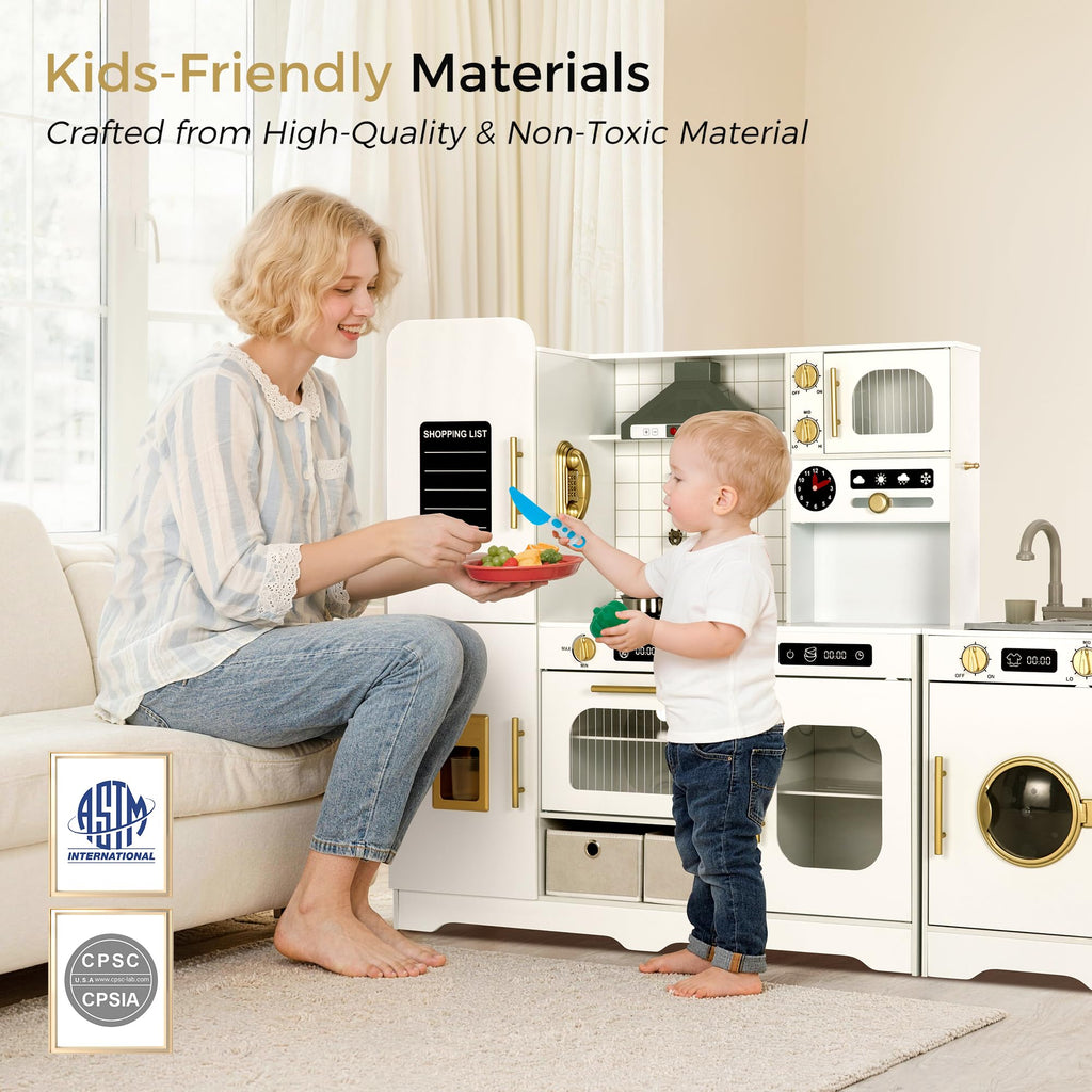 Interactive Wooden Play Kitchen for Kids