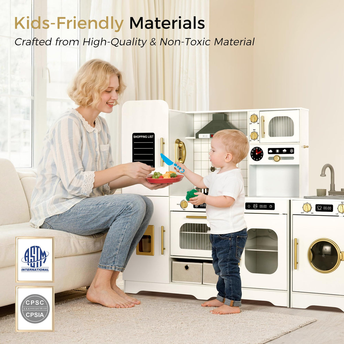 Interactive Wooden Play Kitchen for Kids