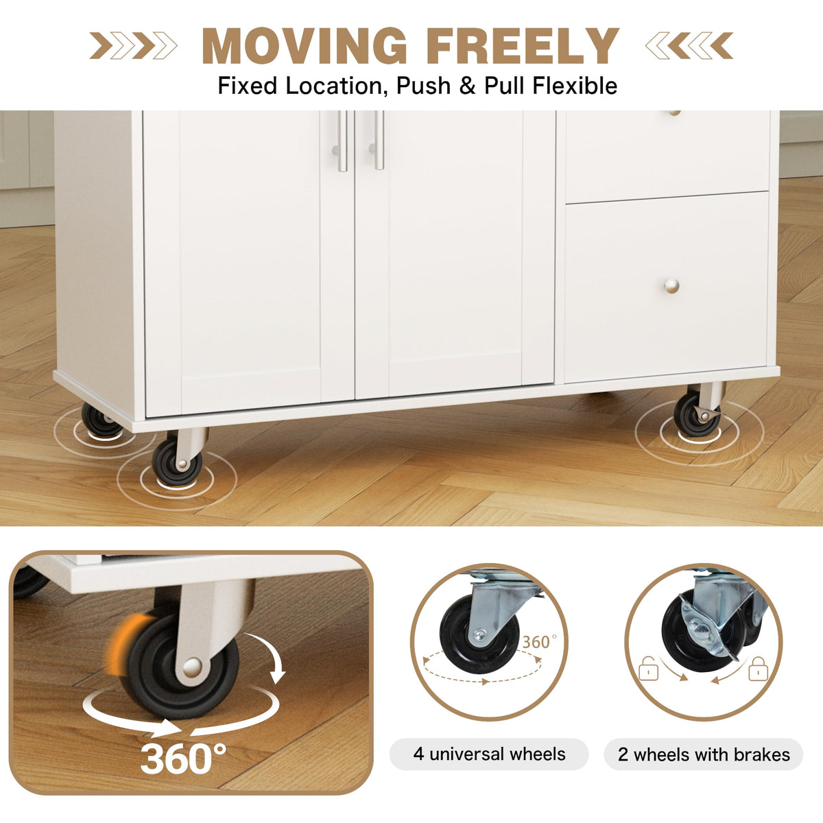 Shintenchi Kitchen Island w/Dropleaf Rolling Kitchen Table w/Seating