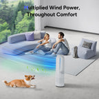 3 IN 1 Tower Fan, 31.5Inch Cooling & Heating Bladeless Fan with HEPA Filter 99.97%, Heater Fan Floor Fan Combo 80° Oscillating with Remote, 8H Timer for Indoor, Bedroom, Home Office Room