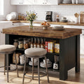Tribesigns 55" Kitchen Island with Storage & Seating (Rustic Brown & White)