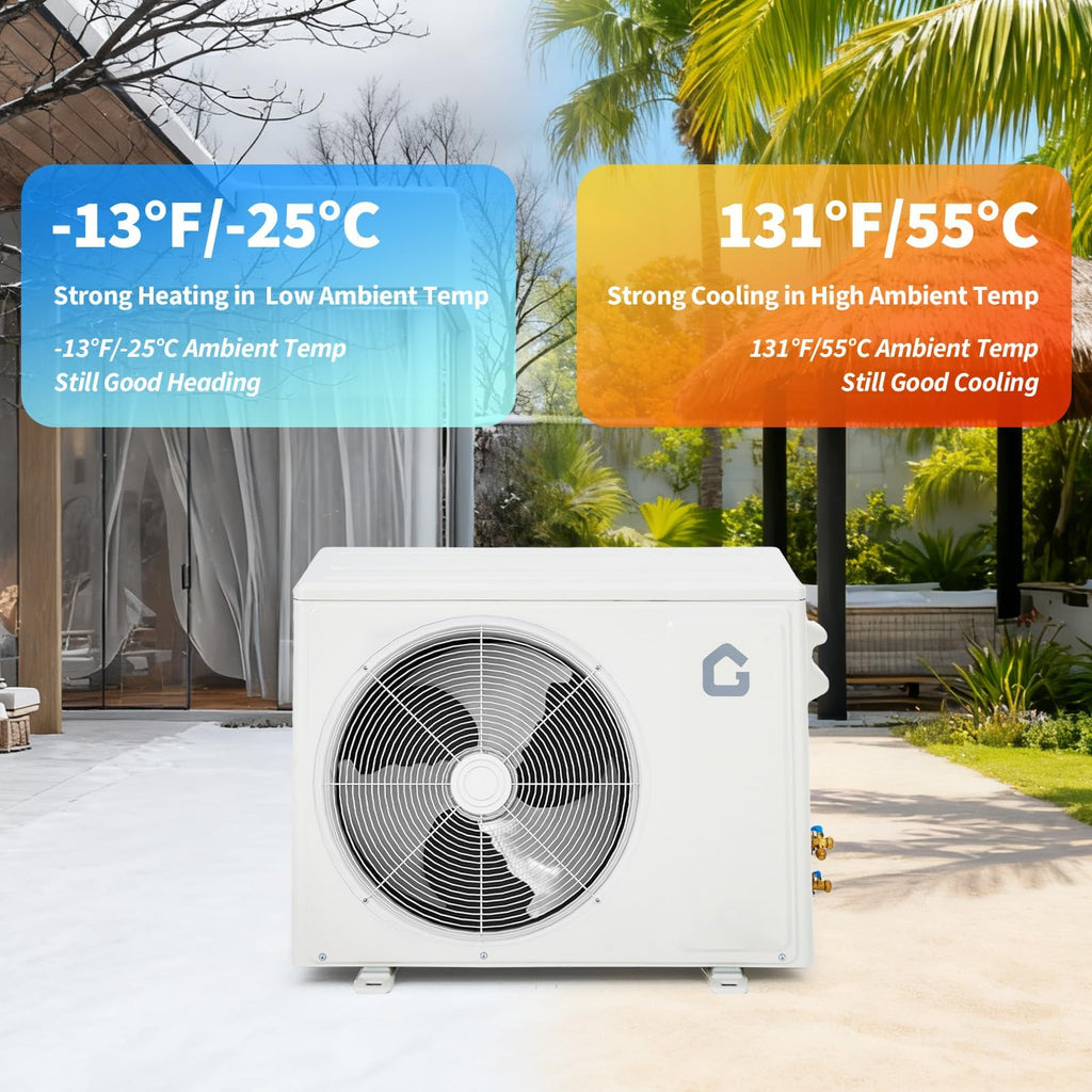 12000 BTU Split Air Conditioner & Heater, 19 SEER2 115V Inverter Ductless Wall AC Unit with Pre-Charged Condenser, Heat Pump & Installation Kit