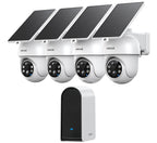 ANSQUE Home Security Cameras Wireless Outdoor, Solar Powered, 4-Cam System