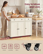 VASAGLE Mobile Kitchen Wooden Island Cart with Storage for Dining Room