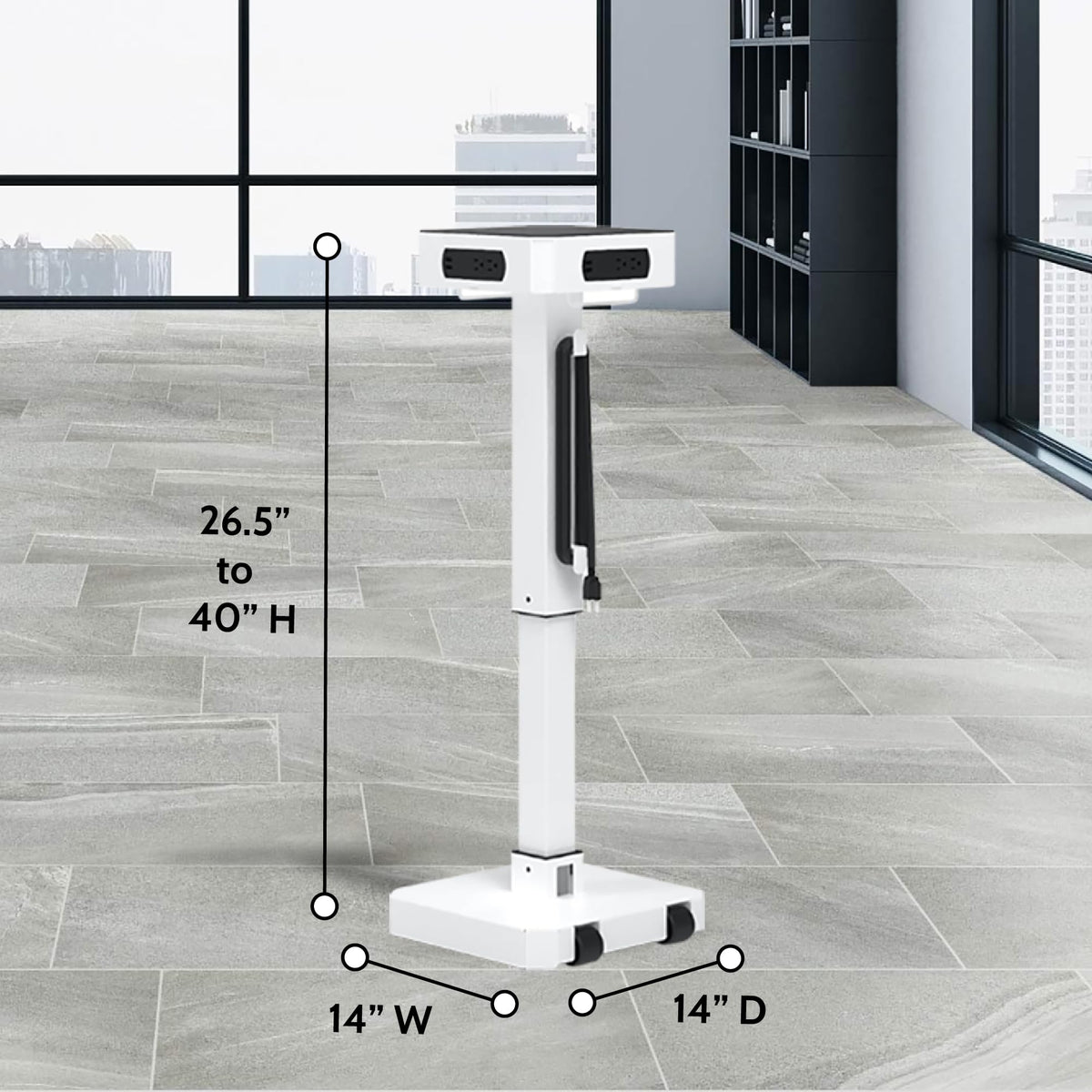 Luxor LuxPower Mobile AC and USB Charging Tower with 8 USB Charging Ports, 8 AC Outlets - White, 14" W x 14" D x 40" H