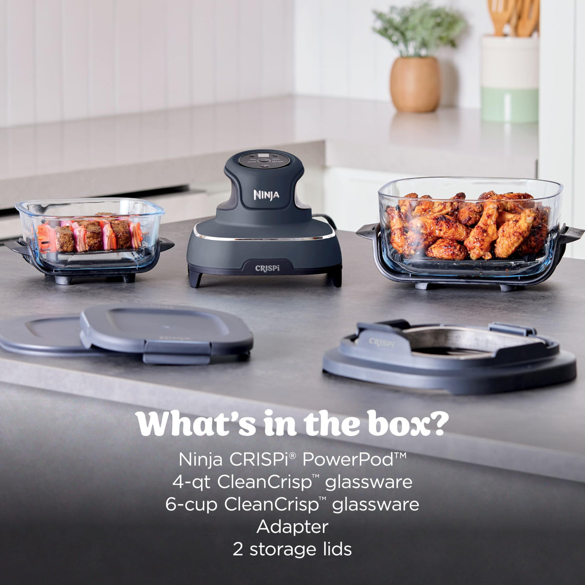 Ninja Crispi Glass Air Fryer, 4-in-1, Grey, FN101GY