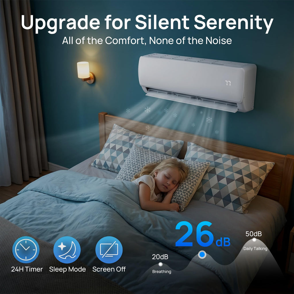 Mountman 12000BTU Mini Split Air Conditioner& Heater,19 SEER2 115V Wall-Mounted Ductless AC,Mini Split AC/Heating System up to 750 Sq.Ft,Energy Efficient Inverter AC with Heat Pump & Installation Kits