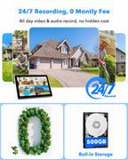 Camcamp Wireless Security Camera System with 10.1" Monitor, Dual Lens PTZ CCTV Camera Security System, 10CH Expandable 4K NVR,Auto Tracking, No Subscription for Outdoor Indoor, 5G & 2.4G WiFi
