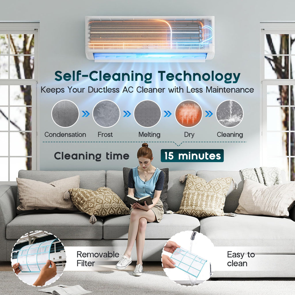Albott 12,000 BTU 115V DIY Mini Split AC & Heating System with Fast-Fit Set