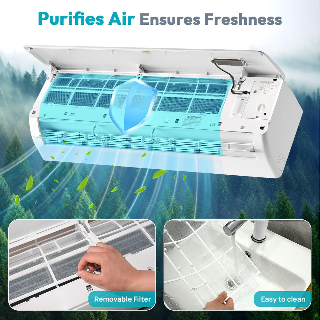 Mini Split AC/Heating System, 12000 BTU, 19 SEER2 115V/110V