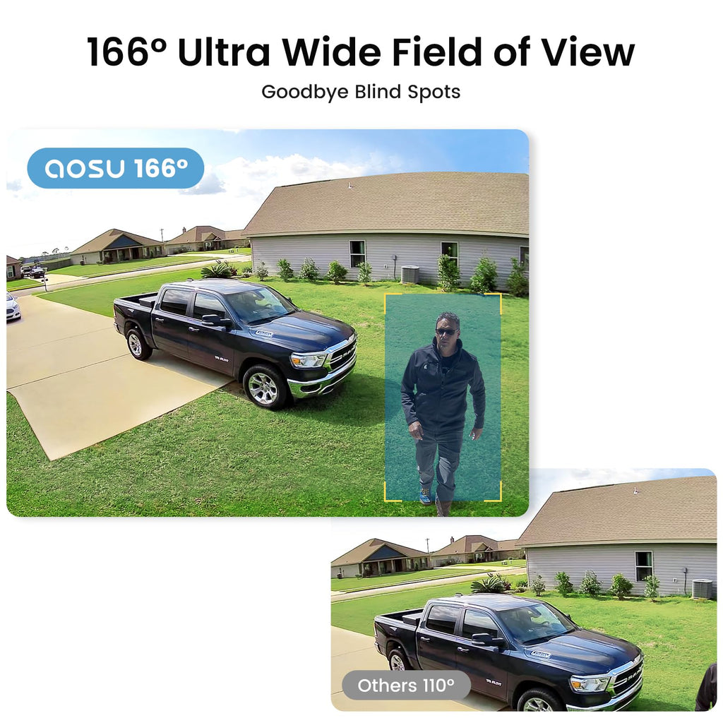 aosu 2K QHD Solar Security Cameras Wireless Outdoor System, 4-Cam-Kit