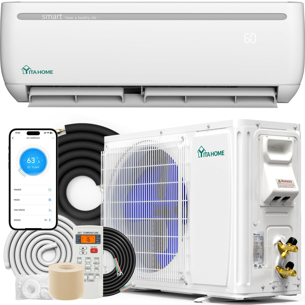 YITAHOME 12000 BTU Mini Split AC/Heating System, Ductless Mini Split Air Conditioner Heat Pump,115V 20 SEER2 Energy Efficient Inverter AC Unit,Wifi Enabled Compatible with Alexa for Apartment, Garage