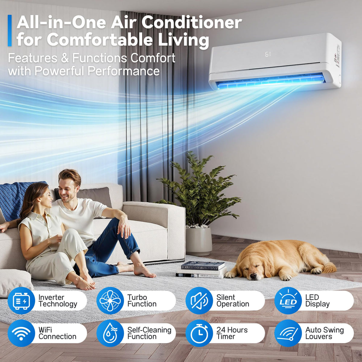 12,000 BTU Mini Split Air Conditioner and Heater, SEER2 18, 115V
