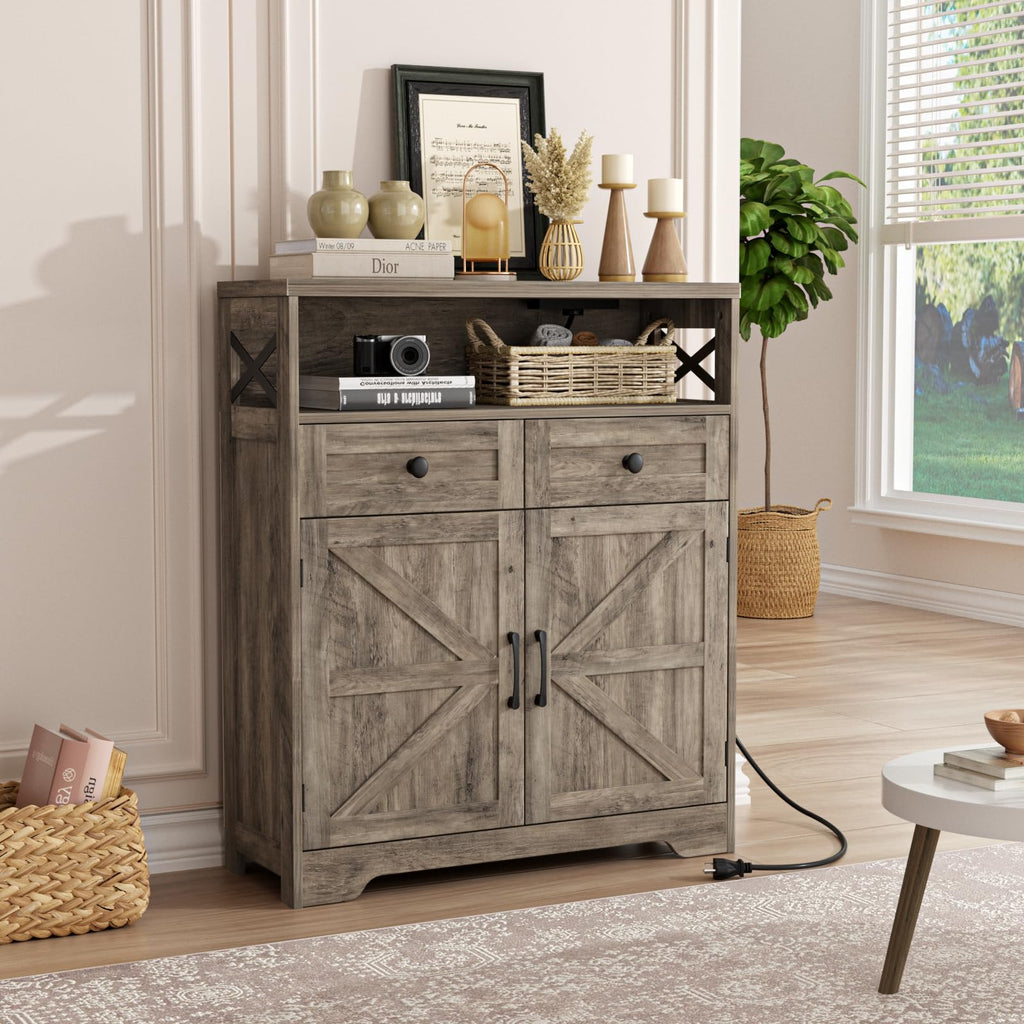 51" Farmhouse Buffet Sideboard Cabinet with Storage, White Kitchen Storage