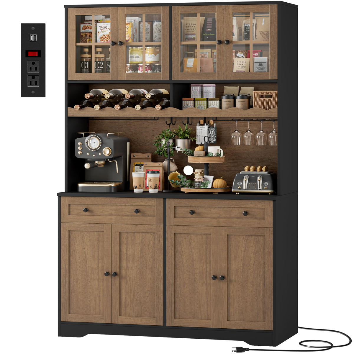 HOSTACK 75"H Kitchen Pantry Storage Cabinet, Kitchen Hutch Cabinet, Green