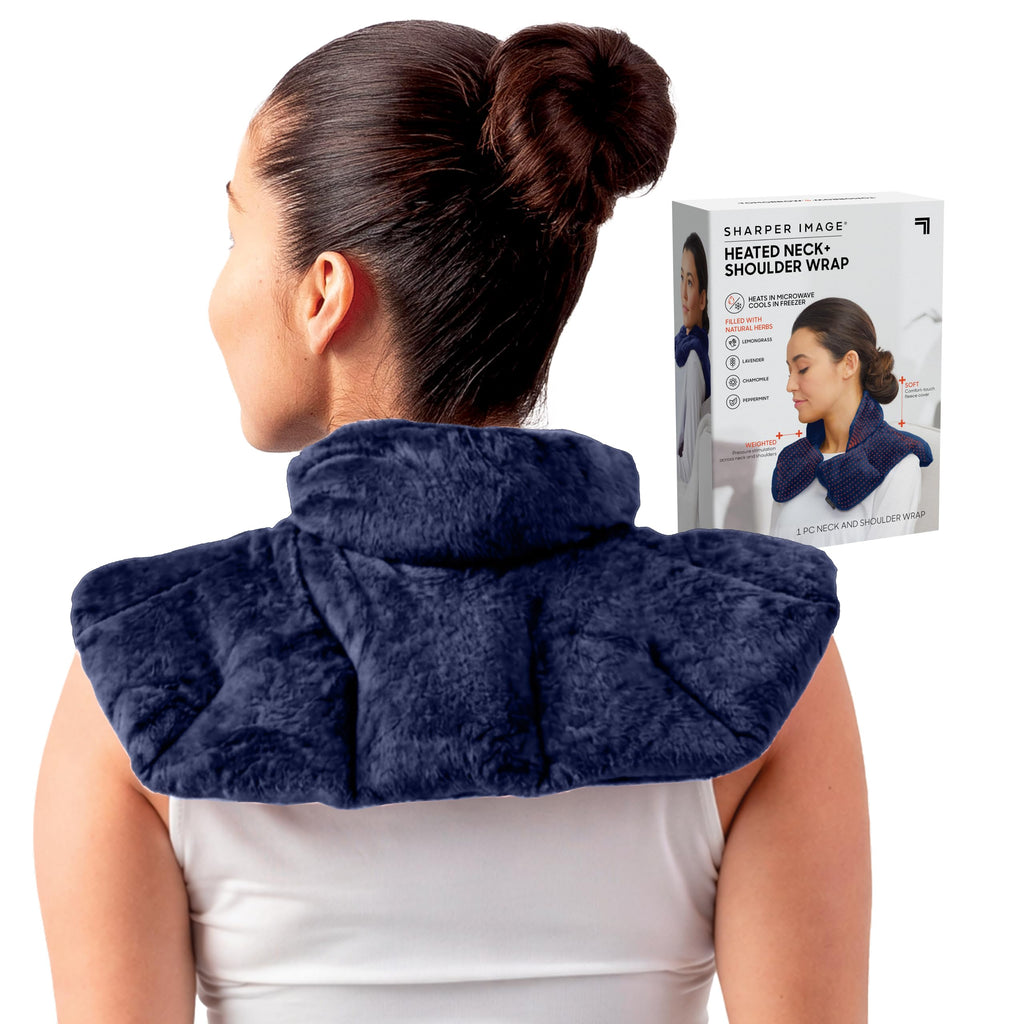 Sharper Image Heated Neck&Shoulder Wrap-Microwavable Warm&Cooling Plush Pad,Scented Aromatherapy (100% Natural Lavender-&Herb Spa Blend),Pain Tension Headache Relief Therapy,Gift for Women,(Pack of 8)