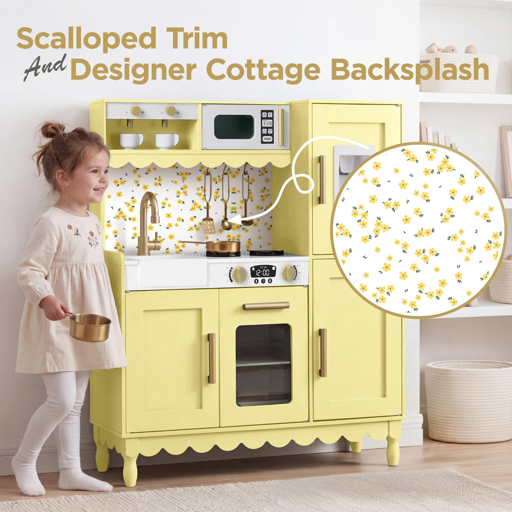 Best Choice Products Deluxe Kids Cottage Play Kitchen for Toddlers, Butter