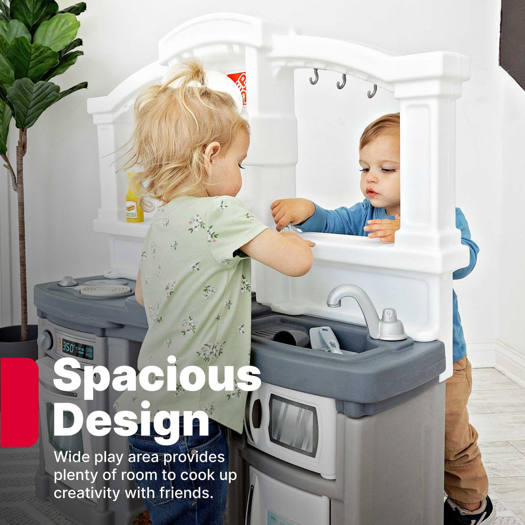 Step2 Fun with Friends Kids Kitchen Playset, Lights & Sounds, Gray