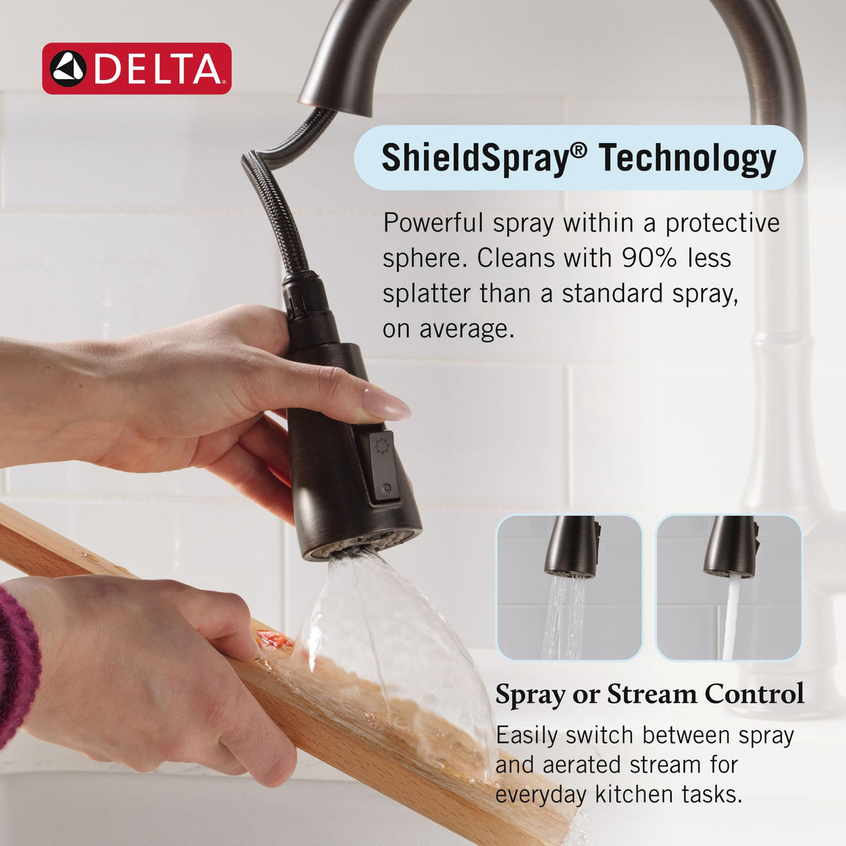 Delta Capertee Oil Rubbed Bronze Kitchen Faucet with Pull Down Sprayer and Soap Dispenser, Modern Single Hole Kitchen Sink Faucet, Single Handle, Venetian Bronze 19877Z-RBSD-DST
