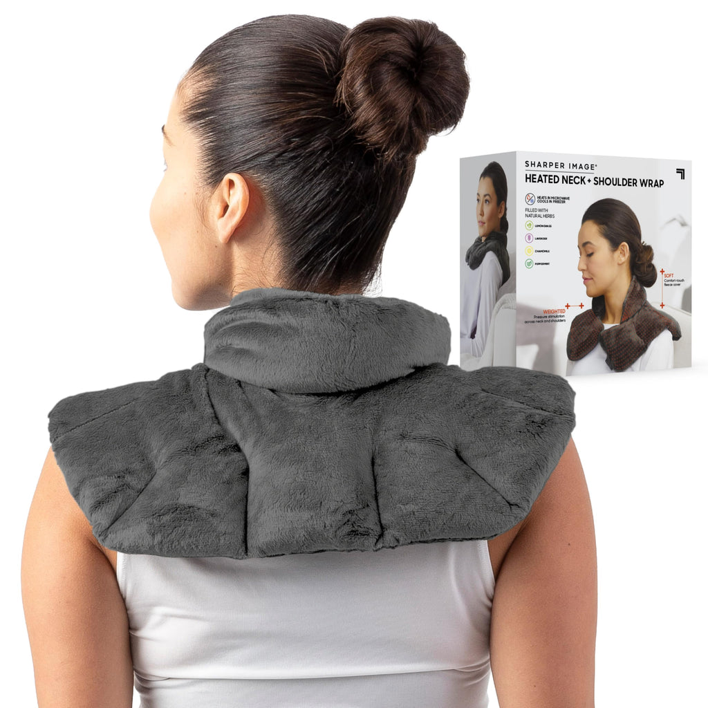 Sharper Image Heated Neck&Shoulder Wrap-Microwavable Warm&Cooling Plush Pad,Scented Aromatherapy (100% Natural Lavender-&Herb Spa Blend),Pain Tension Headache Relief Therapy,Gift for Women,(Pack of 8)
