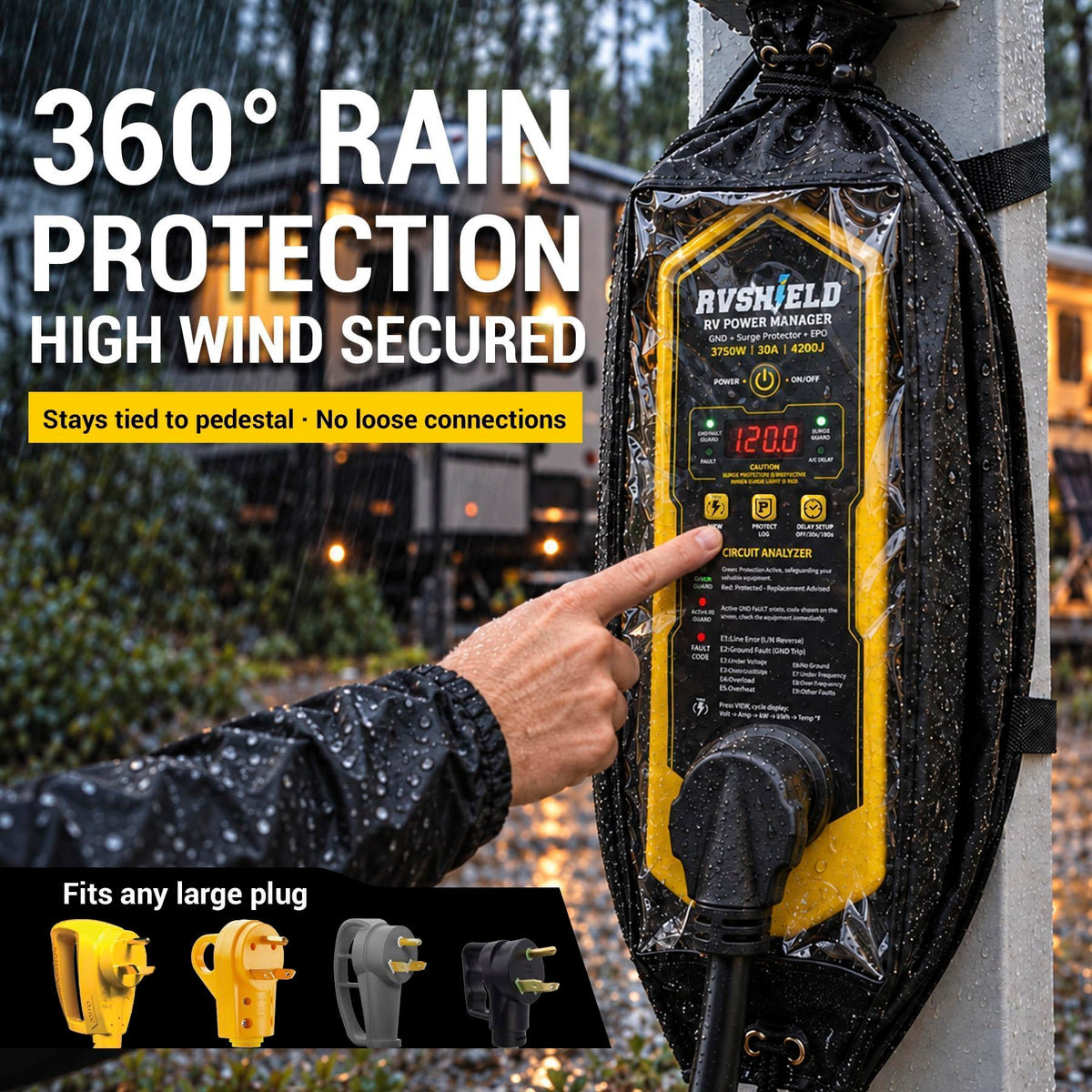 RVShield 30 Amp RV EMS Surge Protector & Power Manager, 9 Codes