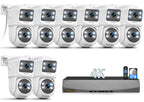 4K Dual Lens PoE Security Camera System, 8CH NVR with 6 Dual Lens Cameras