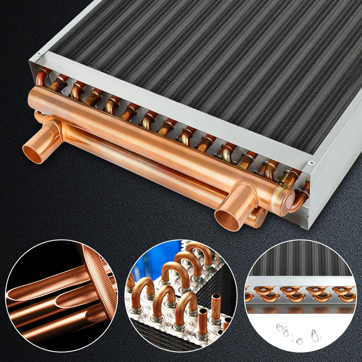 14 * 16 Water to Air Heat Exchanger, Copper Ports for Outdoor Wood Furnace