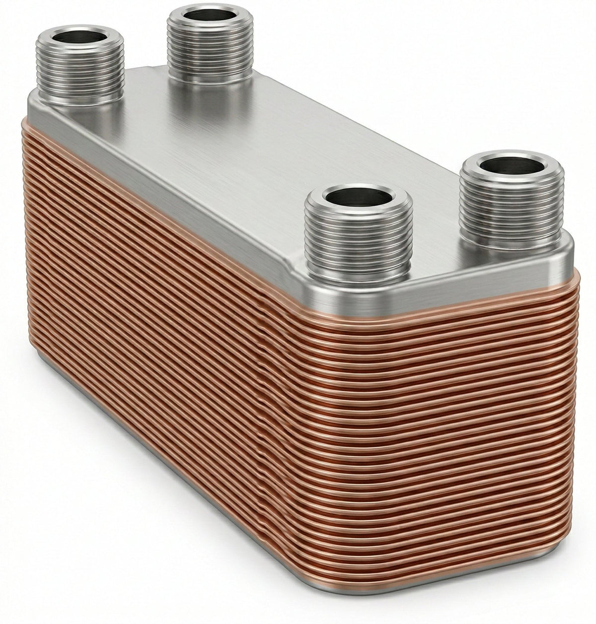 30 Plate Brazed Heat Exchanger – 3/4" MPT – 316L Stainless Steel Water to Water Heat Exchanger for Radiant Floor Heating, Outdoor Wood Furnaces, Wort Chilling, Oil Cooling